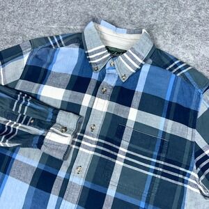 Woolrich Shirt Mens Large Blue Plaid Flannel Long Sleeve Button‎ Down Outdoor